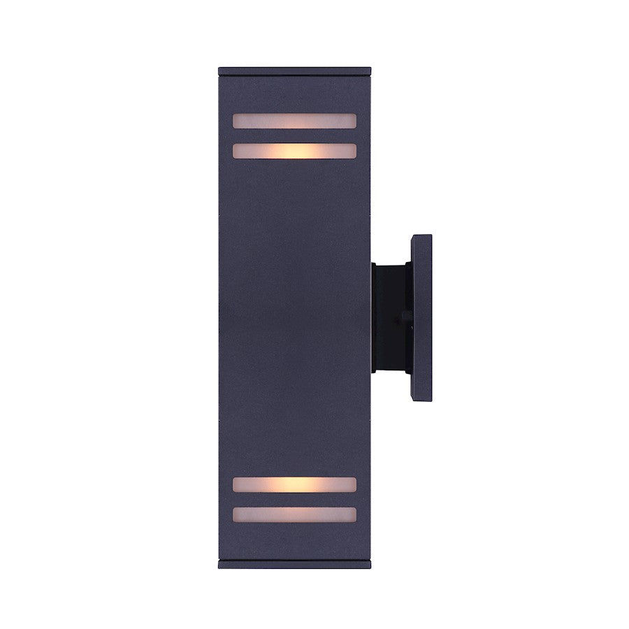 Canarm Tay 13in 2-Light Outdoor Wall Sconce | Modern Black and Frosted Glass | Entryway & Covered Patio | 4.25 x 5.75 x 13 in | Model IOL308BK