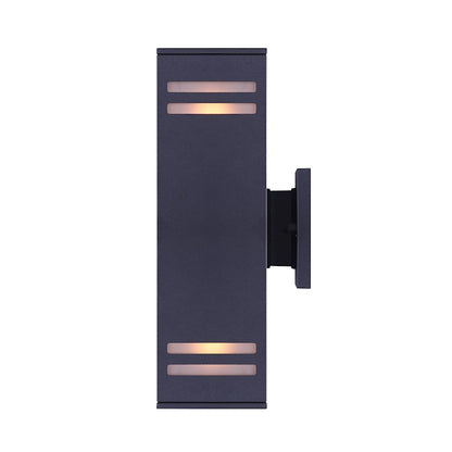 Canarm Tay 13in 2-Light Outdoor Wall Sconce | Modern Black and Frosted Glass | Entryway & Covered Patio | 4.25 x 5.75 x 13 in | Model IOL308BK