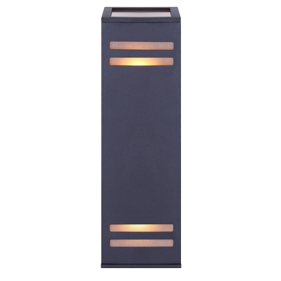 Canarm Tay 13in 2-Light Outdoor Wall Sconce | Modern Black and Frosted Glass | Entryway & Covered Patio | 4.25 x 5.75 x 13 in | Model IOL308BK
