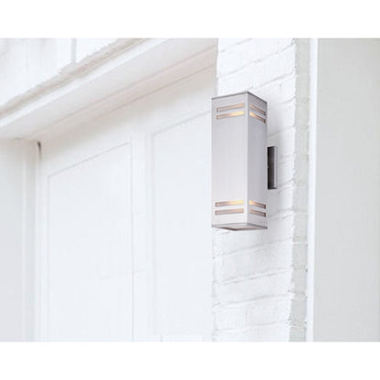 Canarm Tay 13in 2-Light Outdoor Wall Sconce | Modern Brushed Nickel and Frosted Glass | Entryway & Covered Patio | Model IOL308BN