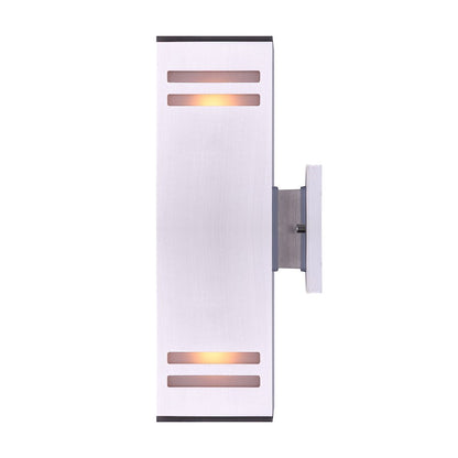 Canarm Tay 13in 2-Light Outdoor Wall Sconce | Modern Brushed Nickel and Frosted Glass | Entryway & Covered Patio | Model IOL308BN