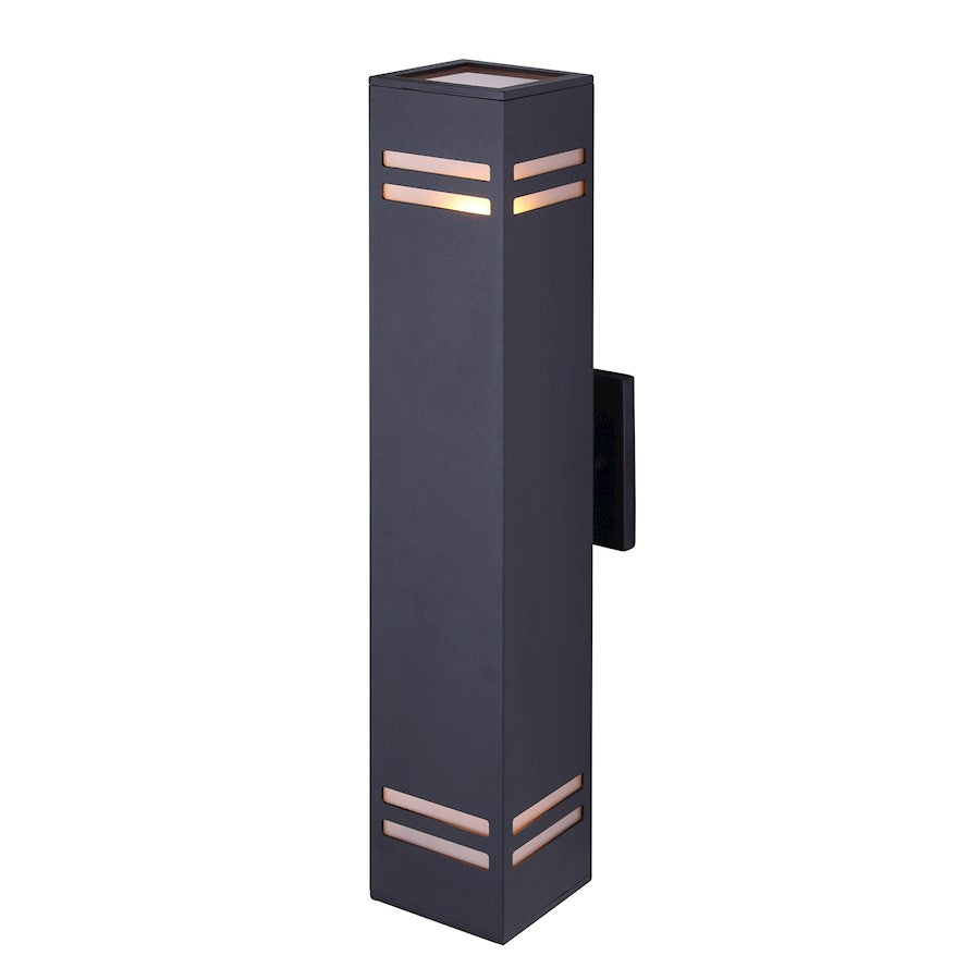 Canarm Tay 20in 2-Light Outdoor Wall Sconce | Modern Black and Frosted Glass | Entryway & Covered Patio | 4.5 x 5.75 x 20 in | Model IOL309BK