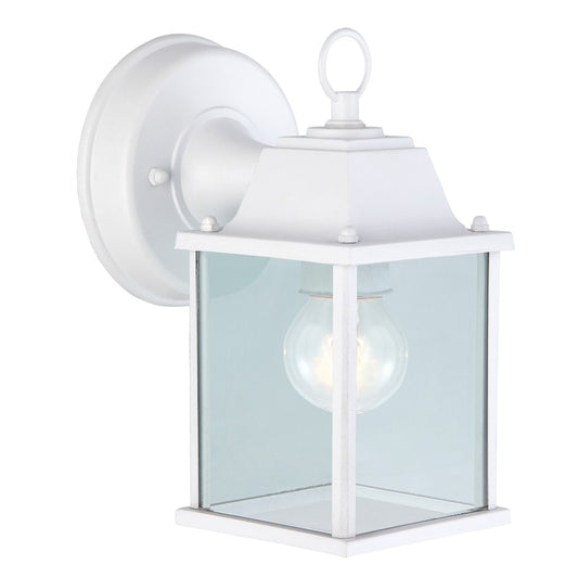 Canarm Madison 8in 1-Light Outdoor Lantern | White Metal and Clear Glass | Porch, Patio & Garden | 4.5 x 6 x 8.25 in | Model IOL311