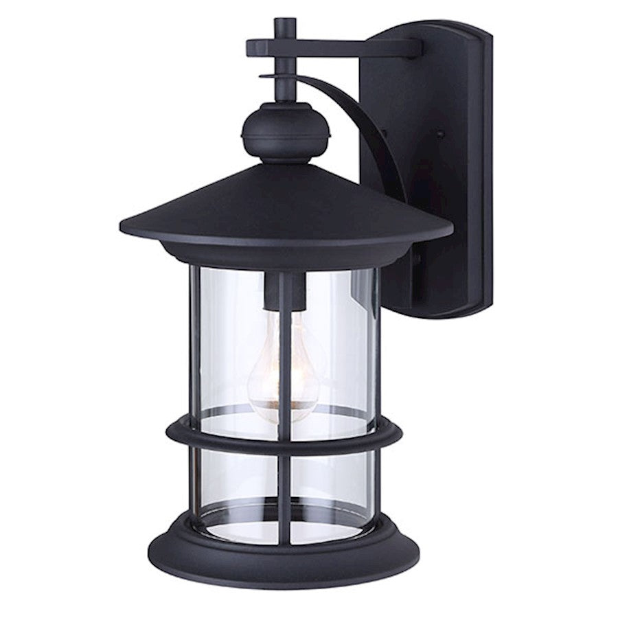Canarm Treehouse 19in 1-Light Outdoor Wall Sconce | Black Metal and Clear Glass | Porch & Patio | 11.5 x 14.25 x 19 in | Model IOL314BK
