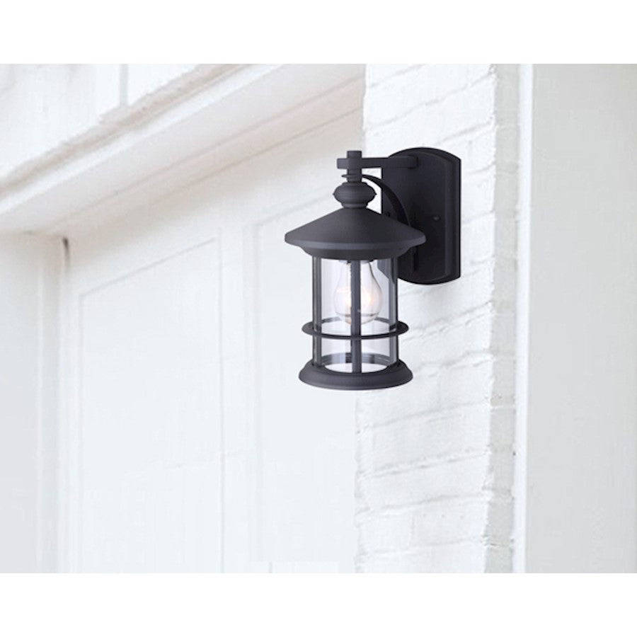 Canarm Treehouse 19in 1-Light Outdoor Wall Sconce | Black Metal and Clear Glass | Porch & Patio | 11.5 x 14.25 x 19 in | Model IOL314BK