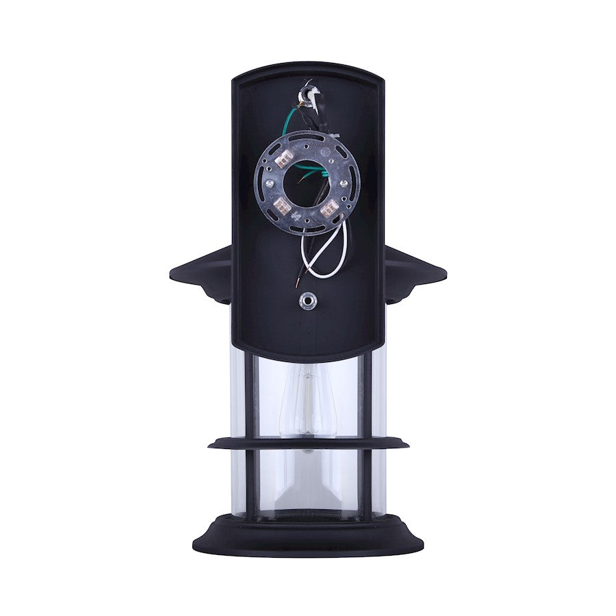 Canarm Treehouse 19in 1-Light Outdoor Wall Sconce | Black Metal and Clear Glass | Porch & Patio | 11.5 x 14.25 x 19 in | Model IOL314BK