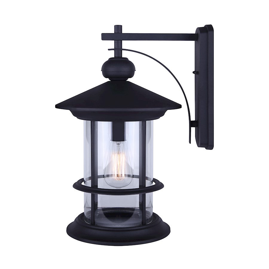 Canarm Treehouse 19in 1-Light Outdoor Wall Sconce | Black Metal and Clear Glass | Porch & Patio | 11.5 x 14.25 x 19 in | Model IOL314BK