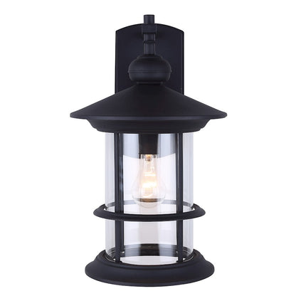 Canarm Treehouse 19in 1-Light Outdoor Wall Sconce | Black Metal and Clear Glass | Porch & Patio | 11.5 x 14.25 x 19 in | Model IOL314BK