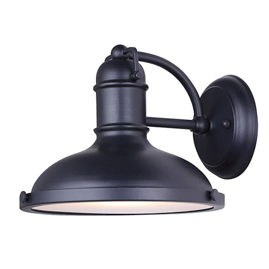 Canarm Marcella 9in 1-Light Outdoor Lantern | Black Metal and Glass Panel | Porch & Patio | 9 x 10 x 7.25 in | Model IOL322BK