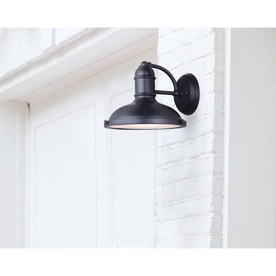 Canarm Marcella 9in 1-Light Outdoor Lantern | Black Metal and Glass Panel | Porch & Patio | 9 x 10 x 7.25 in | Model IOL322BK