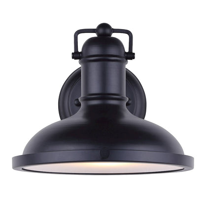 Canarm Marcella 9in 1-Light Outdoor Lantern | Black Metal and Glass Panel | Porch & Patio | 9 x 10 x 7.25 in | Model IOL322BK