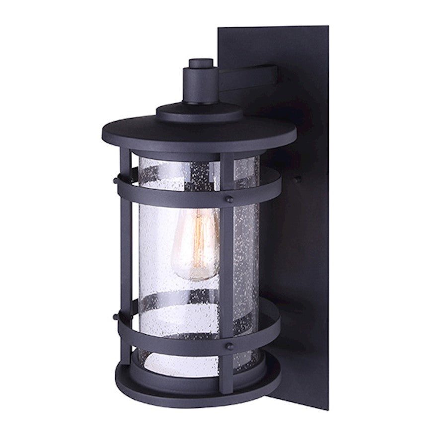 Canarm Duffy 6in 1-Light Outdoor Wall Sconce | Matte Black Seeded Glass | Porch & Entryway | 6 x 8 x 15 in | Model IOL340BK