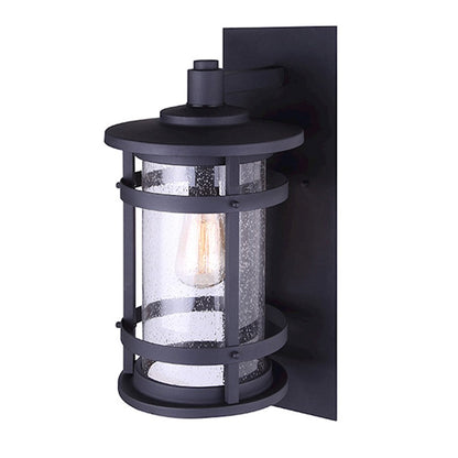 Canarm Duffy 6in 1-Light Outdoor Wall Sconce | Matte Black Seeded Glass | Porch & Entryway | 6 x 8 x 15 in | Model IOL340BK