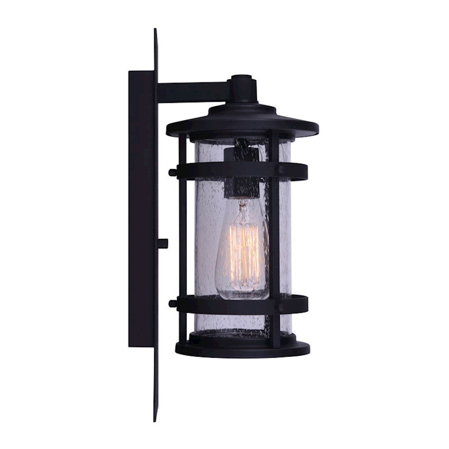Canarm Duffy 6in 1-Light Outdoor Wall Sconce | Matte Black Seeded Glass | Porch & Entryway | 6 x 8 x 15 in | Model IOL340BK