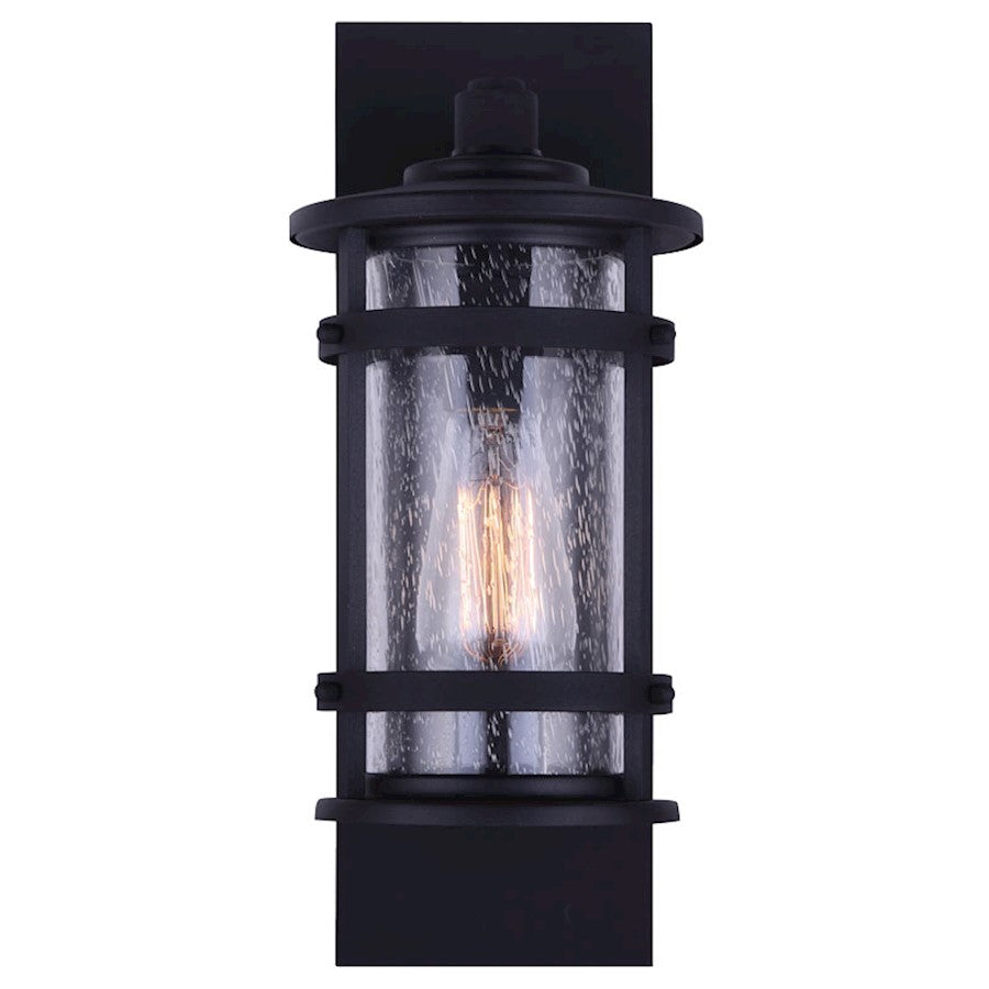 Canarm Duffy 6in 1-Light Outdoor Wall Sconce | Matte Black Seeded Glass | Porch & Entryway | 6 x 8 x 15 in | Model IOL340BK