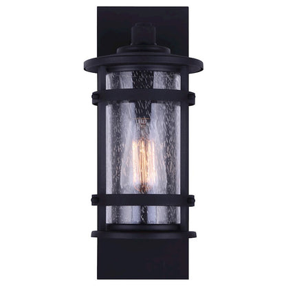 Canarm Duffy 6in 1-Light Outdoor Wall Sconce | Matte Black Seeded Glass | Porch & Entryway | 6 x 8 x 15 in | Model IOL340BK