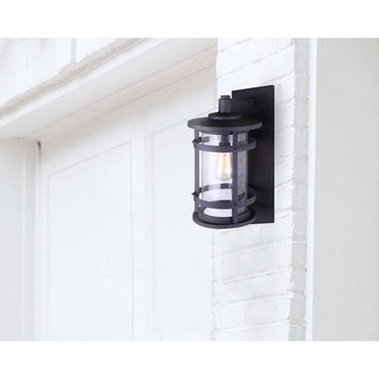 Canarm Duffy 6in 1-Light Outdoor Wall Sconce | Matte Black Seeded Glass | Porch & Entryway | 6 x 8 x 15 in | Model IOL340BK