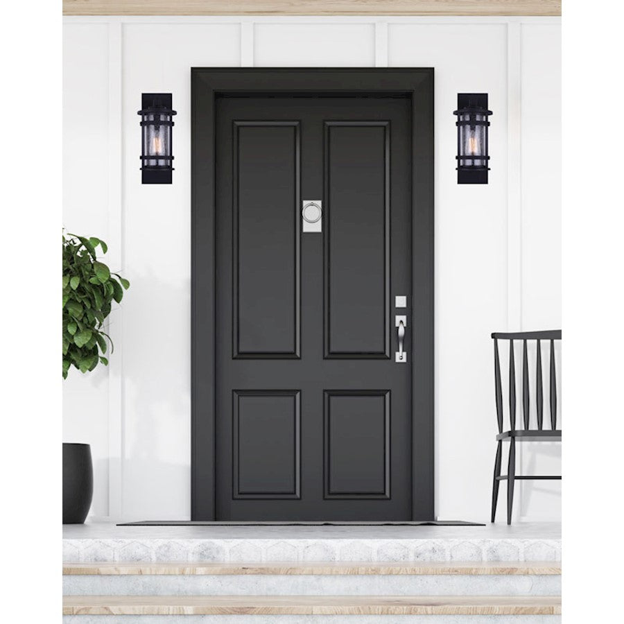 Canarm Duffy 6in 1-Light Outdoor Wall Sconce | Matte Black Seeded Glass | Porch & Entryway | 6 x 8 x 15 in | Model IOL340BK