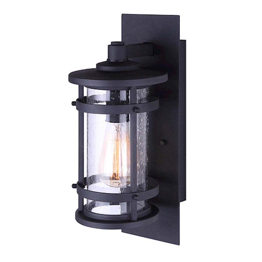 Canarm Duffy 9in 1-Light Outdoor Wall Sconce | Matte Black Seeded Glass | Porch & Entryway | 10 x 12 x 20 in | Model IOL341BK
