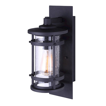 Canarm Duffy 9in 1-Light Outdoor Wall Sconce | Matte Black Seeded Glass | Porch & Entryway | 10 x 12 x 20 in | Model IOL341BK