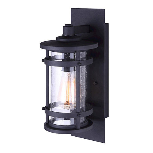 Canarm Duffy 9in 1-Light Outdoor Wall Sconce | Matte Black Seeded Glass | Porch & Entryway | 10 x 12 x 20 in | Model IOL341BK