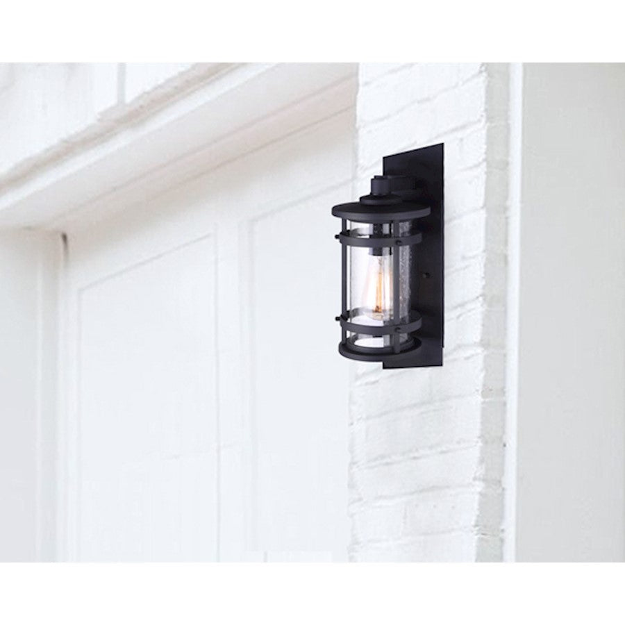 Canarm Duffy 9in 1-Light Outdoor Wall Sconce | Matte Black Seeded Glass | Porch & Entryway | 10 x 12 x 20 in | Model IOL341BK