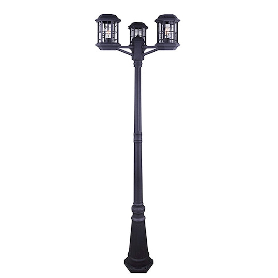 Canarm Chantry 23in 1-Light Outdoor Post Light | Matte Black and Clear Glass | Driveway & Garden | 23 x 23 x 78 in | Model IOL354BK