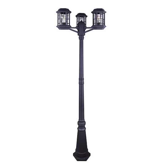 Canarm Chantry 23in 1-Light Outdoor Post Light | Matte Black and Clear Glass | Driveway & Garden | 23 x 23 x 78 in | Model IOL354BK
