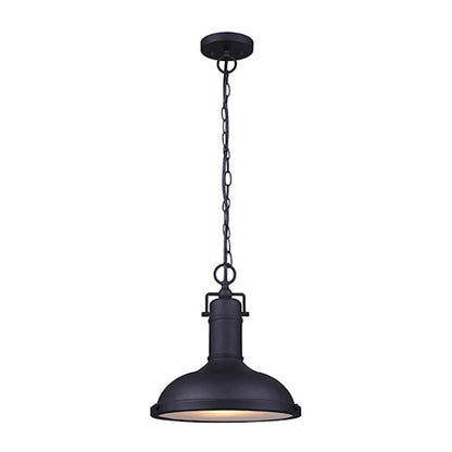 Canarm Marcella 12in 1-Light Outdoor Hanging Lantern | Barn-Style Black Metal and Frosted Glass | Porch & Entryway | Model IOL361BK