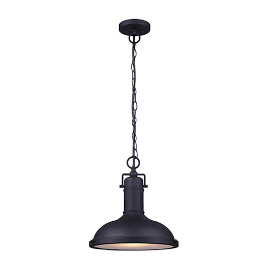 Canarm Marcella 12in 1-Light Outdoor Hanging Lantern | Barn-Style Black Metal and Frosted Glass | Porch & Entryway | Model IOL361BK