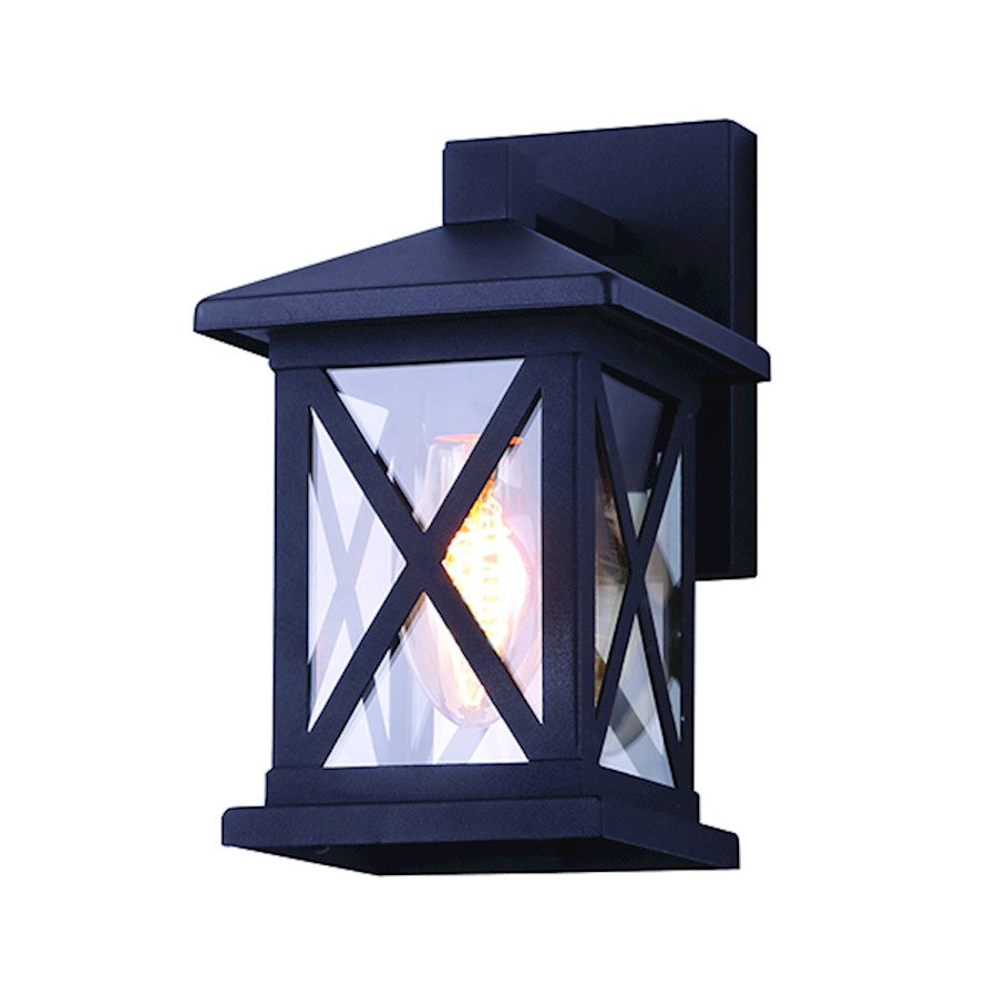 Canarm Elm 6in 1-Light Outdoor Down Light | Modern Black Metal and Clear Glass | Covered Patio & Entryway | 6 x 7.5 x 10 in | Model IOL401BK