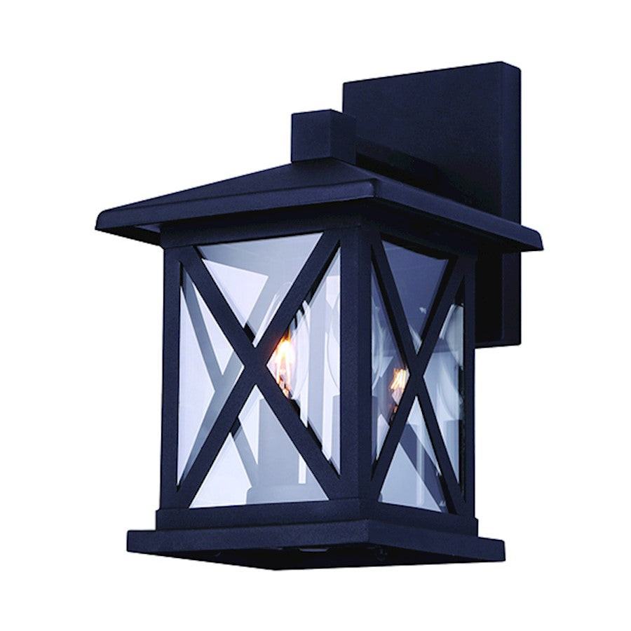 Canarm Elm 8in 2-Light Outdoor Down Light | Black Metal and Clear Glass | Patio & Entryway | 8 x 10 x 12 in | Model IOL402BK