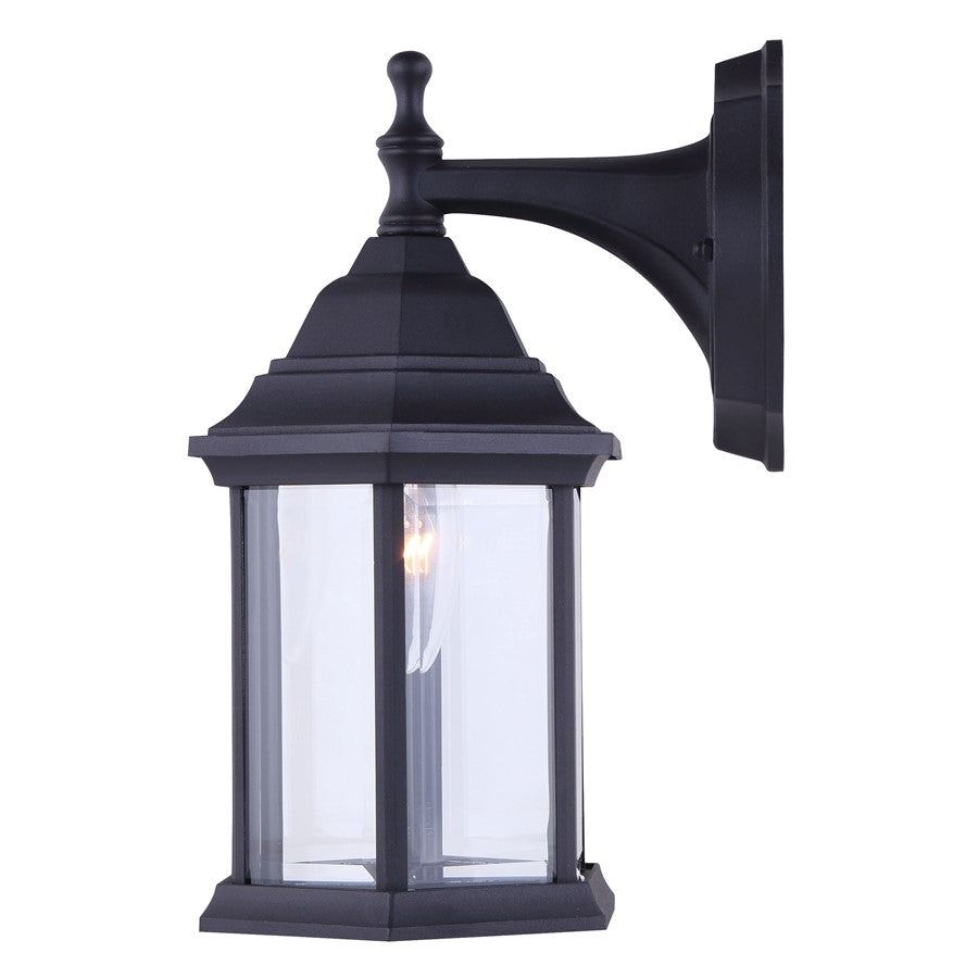 Canarm Madison 6in 1-Light Outdoor Lantern | Black Metal and Clear Beveled Glass | Entryway & Patio | 6 x 8 x 12 in | Model IOL410