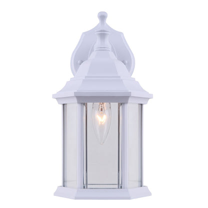 Canarm Madison 12in 1-Light Outdoor Lantern | White and Clear Beveled Glass | Porch, Deck & Entryway | 6.25 x 8 x 12 in | Model IOL411