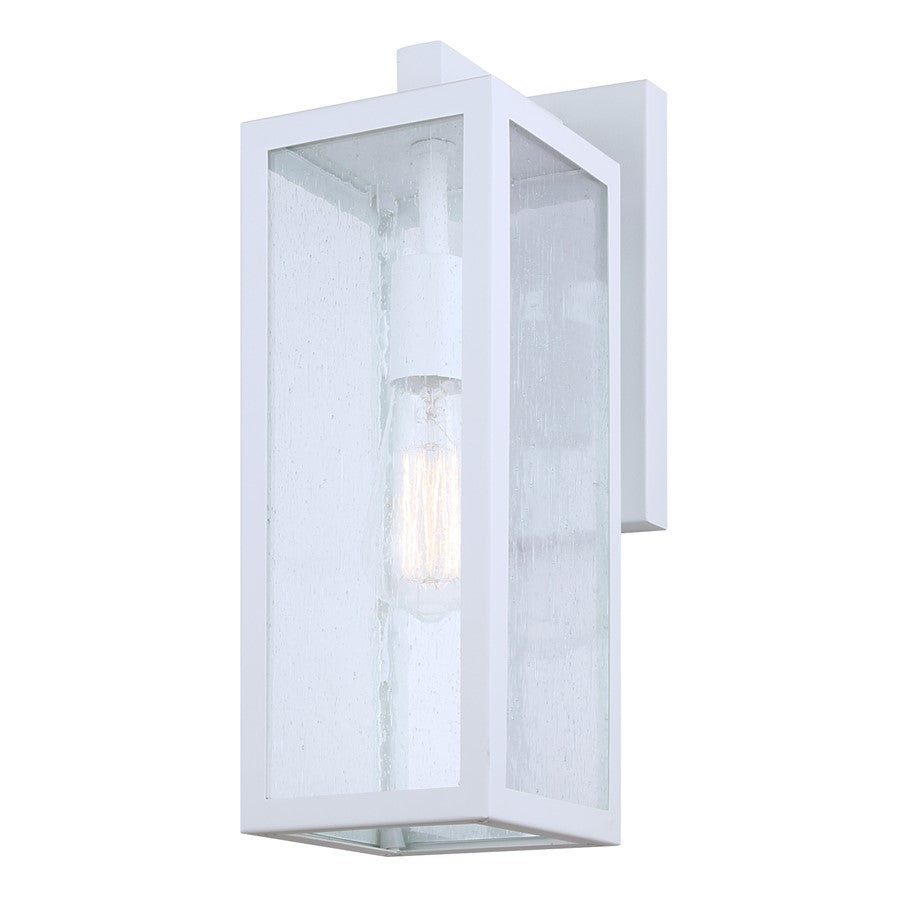 Canarm Madison 15in 1-Light Outdoor Lantern | White and Seeded Glass | Porch & Entryway | 5.12 x 7.87 x 14.87 in | Model IOL456WH