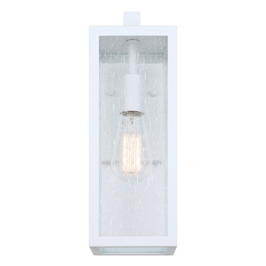 Canarm Madison 15in 1-Light Outdoor Lantern | White and Seeded Glass | Porch & Entryway | 5.12 x 7.87 x 14.87 in | Model IOL456WH
