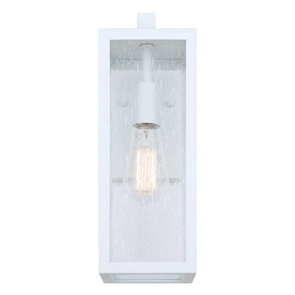 Canarm Madison 15in 1-Light Outdoor Lantern | White and Seeded Glass | Porch & Entryway | 5.12 x 7.87 x 14.87 in | Model IOL456WH