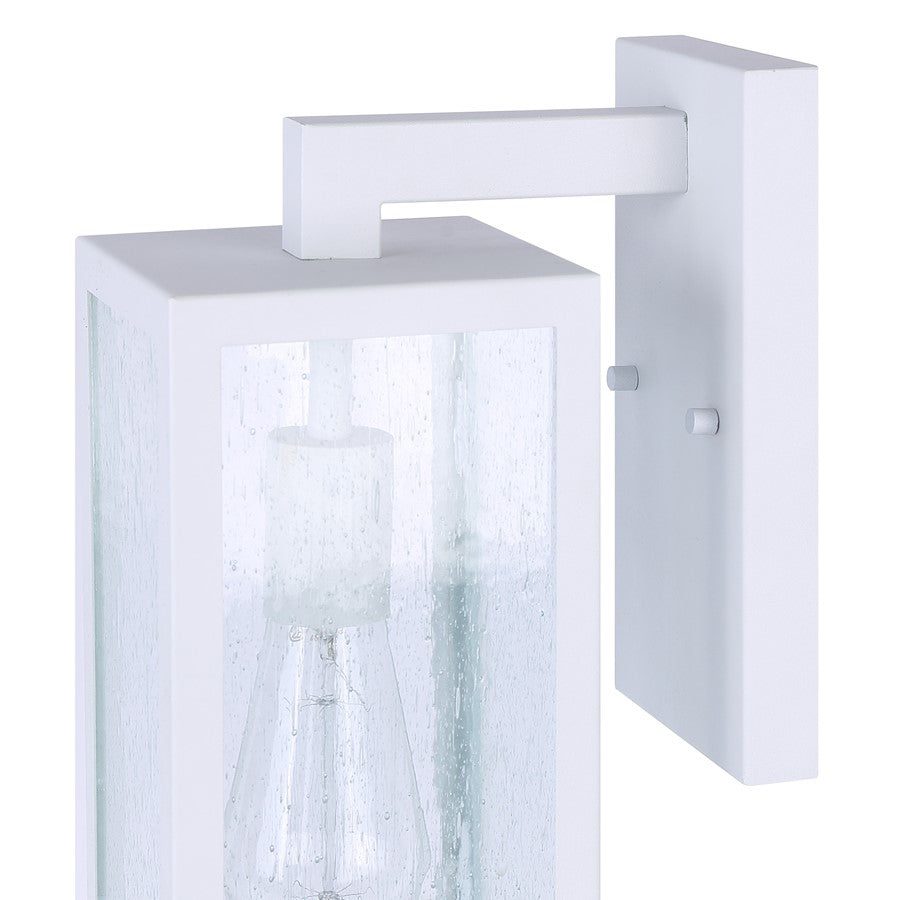 Canarm Madison 15in 1-Light Outdoor Lantern | White and Seeded Glass | Porch & Entryway | 5.12 x 7.87 x 14.87 in | Model IOL456WH