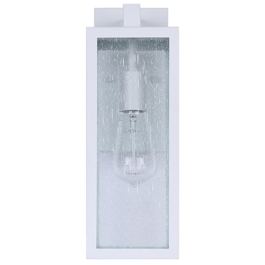 Canarm Madison 15in 1-Light Outdoor Lantern | White and Seeded Glass | Porch & Entryway | 5.12 x 7.87 x 14.87 in | Model IOL456WH