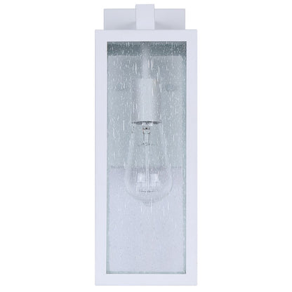 Canarm Madison 15in 1-Light Outdoor Lantern | White and Seeded Glass | Porch & Entryway | 5.12 x 7.87 x 14.87 in | Model IOL456WH