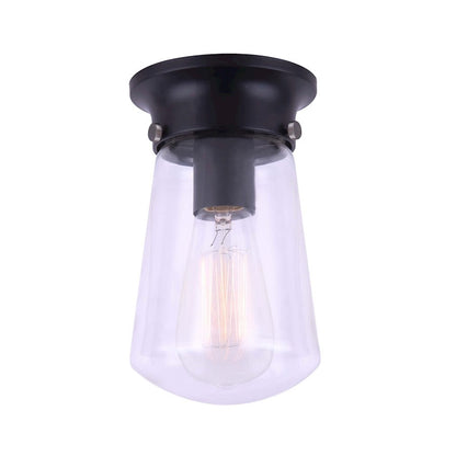 Canarm Korber 4.75in 1-Light Outdoor Wall Sconce | Modern Black Metal | Entryway & Patio | 4.75 x 4.75 x 8.25 in | Model IOL459BK