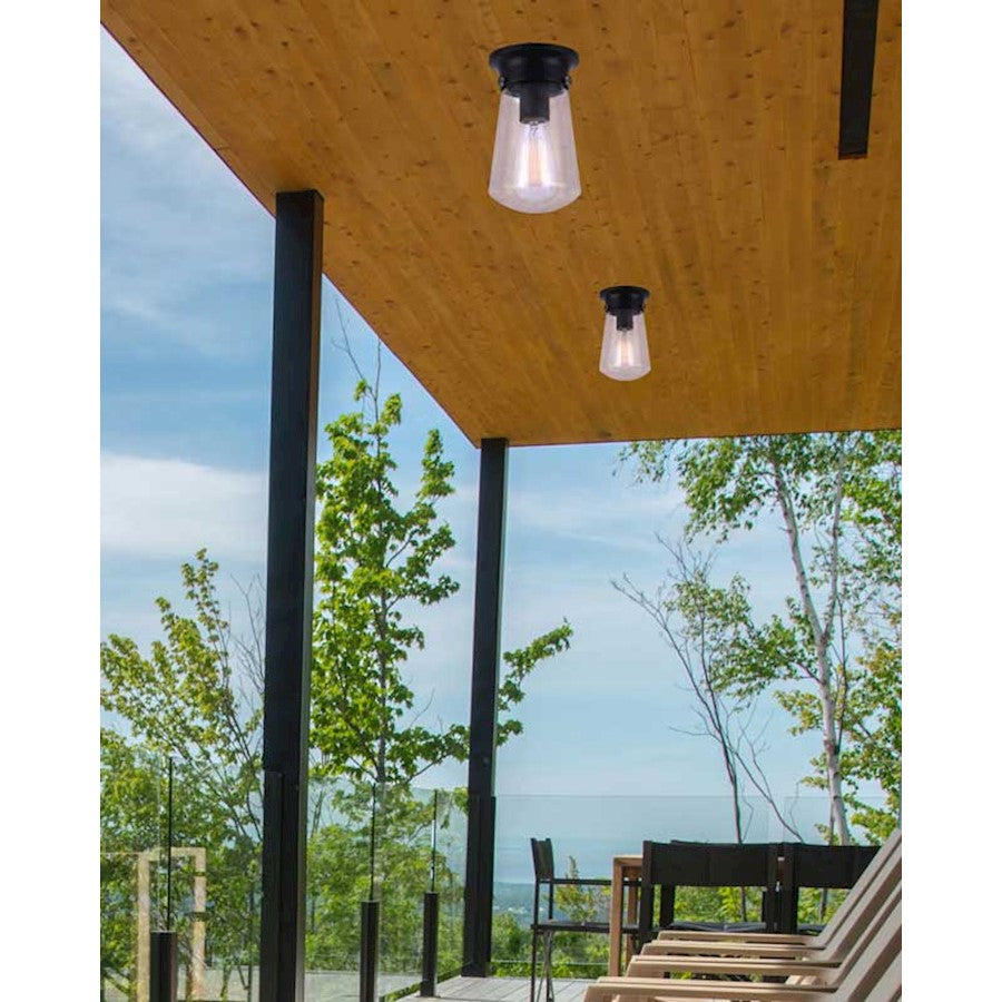 Canarm Korber 4.75in 1-Light Outdoor Wall Sconce | Modern Black Metal | Entryway & Patio | 4.75 x 4.75 x 8.25 in | Model IOL459BK