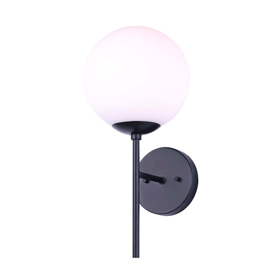 Canarm Kahlo 8in 1-Light Outdoor Wall Sconce | Modern Black Metal | Entryway & Patio | 8 x 8.75 x 17 in | Model IOL465BK