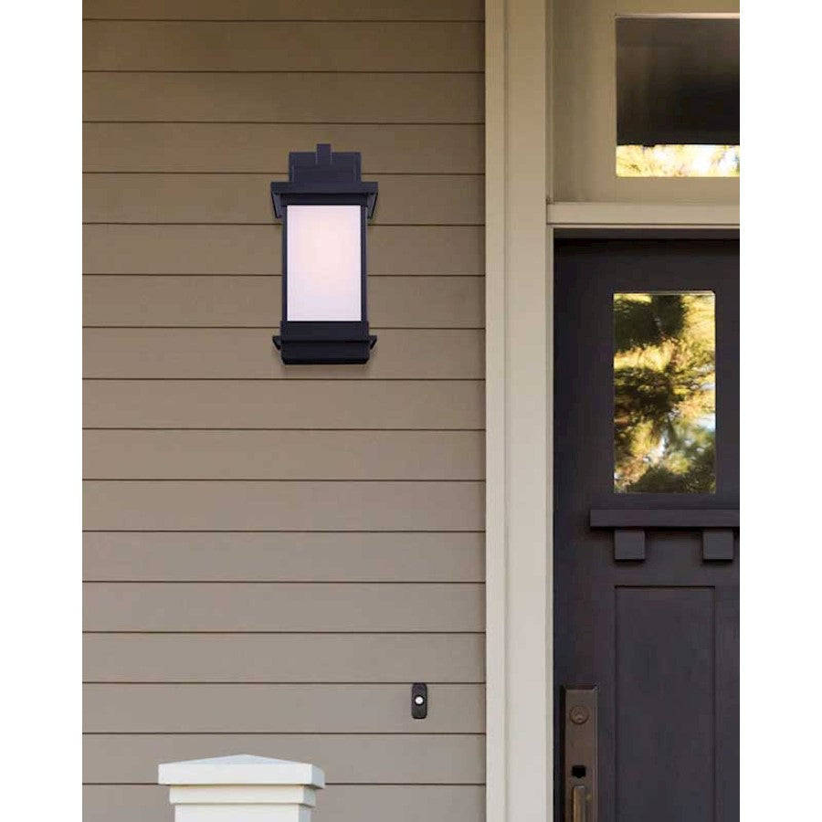 Canarm Akello 6.5in 1-Light Outdoor Wall Sconce | Modern Black Metal | Entryway & Patio | 6.5 x 8 x 14.5 in | Model IOL472BK