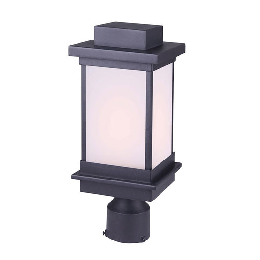 Canarm Akello 6.5in 1-Light Outdoor Post Light | Modern Black Finish | Pathway & Entryway | 6.5 x 6.5 x 16 in | Model IOL476BK
