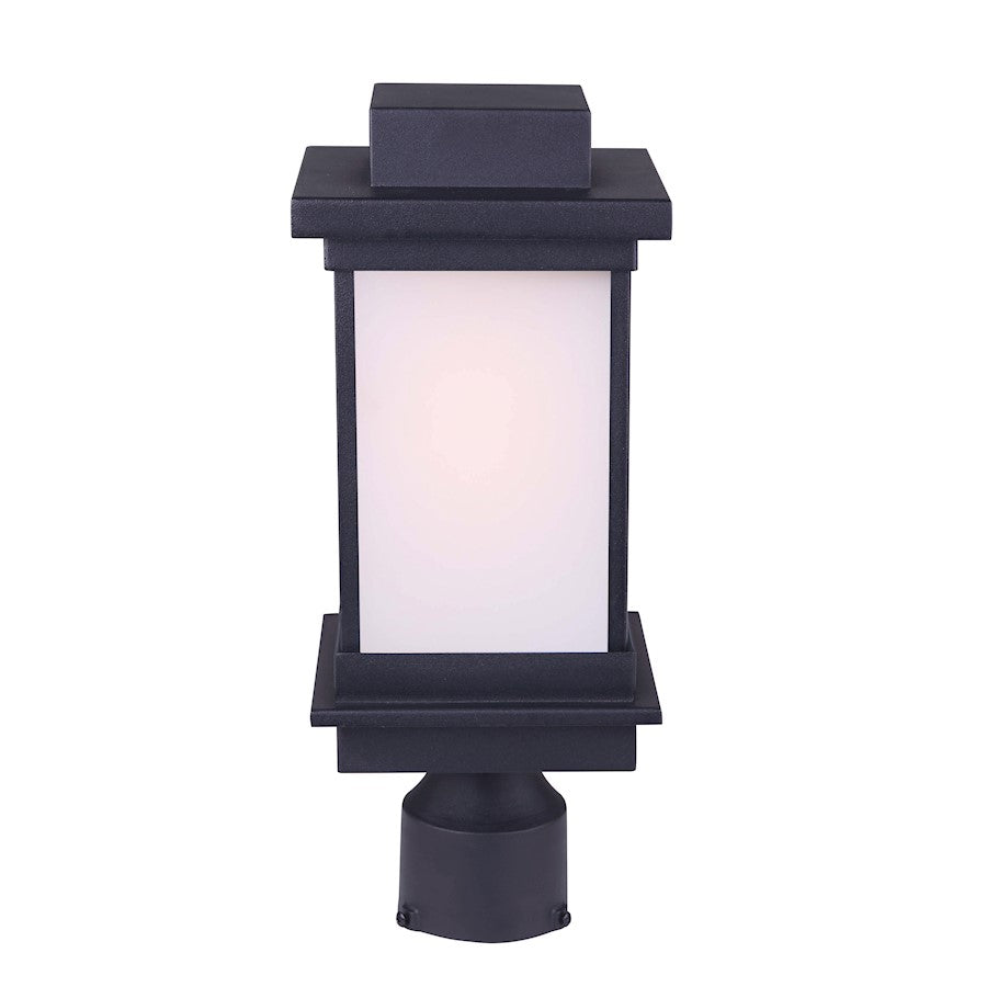 Canarm Akello 6.5in 1-Light Outdoor Post Light | Modern Black Finish | Pathway & Entryway | 6.5 x 6.5 x 16 in | Model IOL476BK