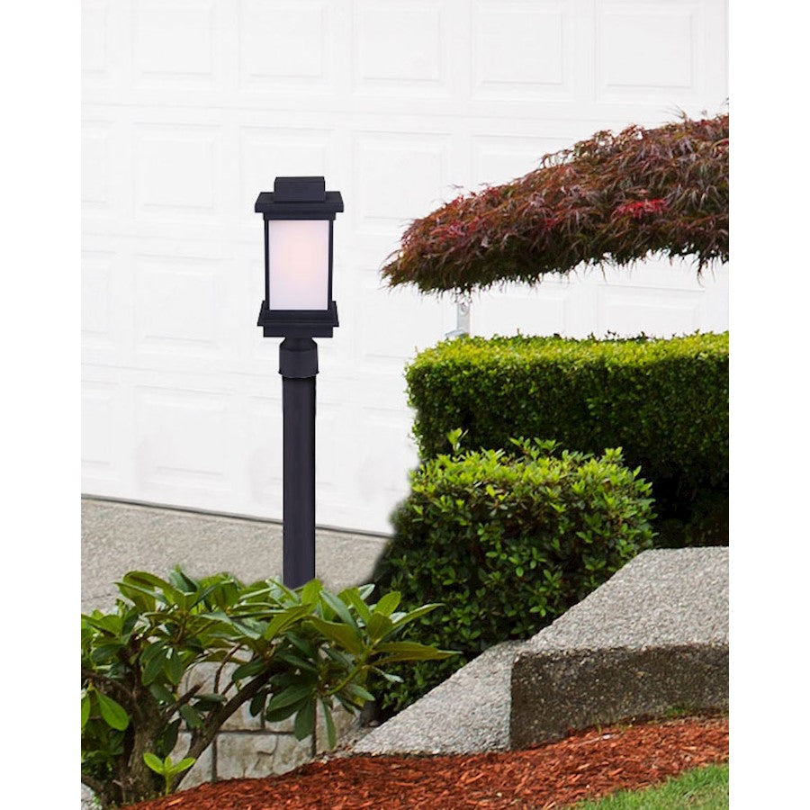Canarm Akello 6.5in 1-Light Outdoor Post Light | Modern Black Finish | Pathway & Entryway | 6.5 x 6.5 x 16 in | Model IOL476BK