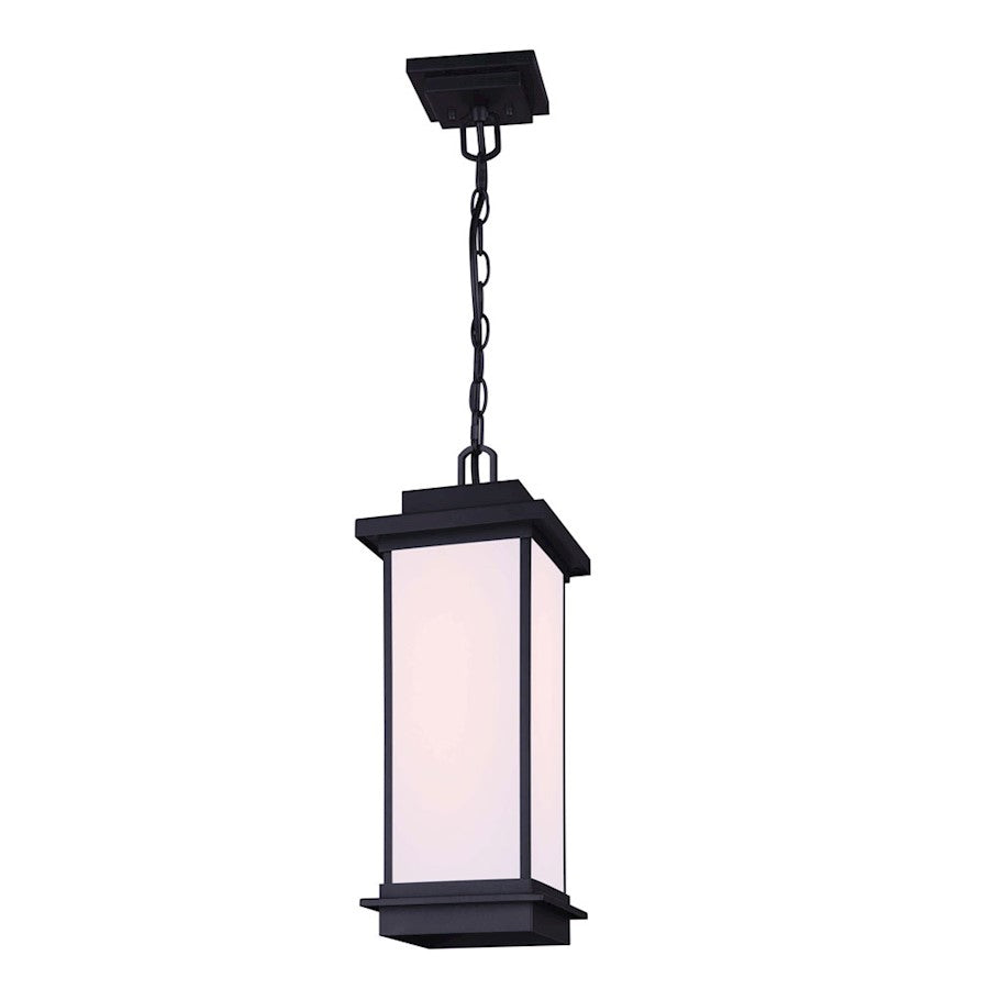 Canarm Akello 8in 1-Light Outdoor Pendant | Modern Matte Black | Covered Patio & Entryway | 8 x 8 x 19 in | Model IOL477BK