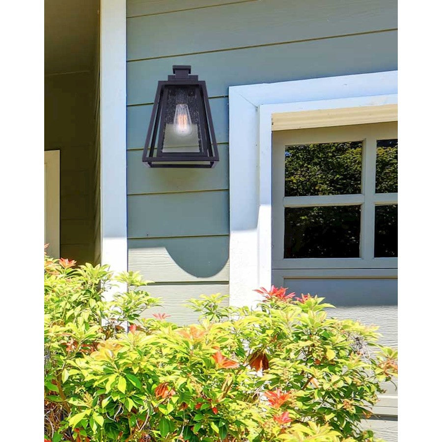 Canarm Grove 9in 1-Light Outdoor Wall Sconce | Modern Matte Black | Covered Patio & Entryway | 9 x 10 x 13 in | Model IOL479BK