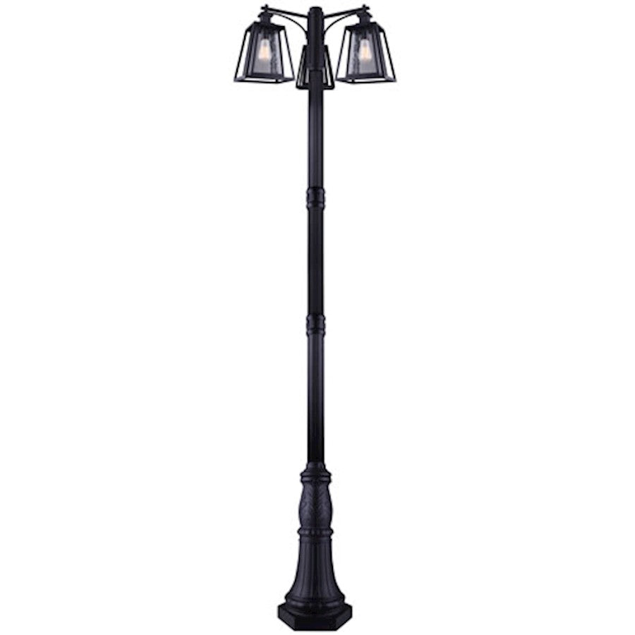 Canarm Grove 32in 3-Light Outdoor Post Light | Modern Matte Black | Driveway & Garden | 32 x 32 x 108 in | Model IOL482BK